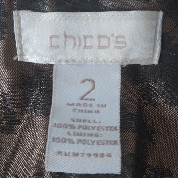 Chico's Animal Print Ruffle Front Blazer Jacket Chico's sz2 - Picture 9 of 14